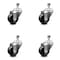 Service Caster 3.5 Inch Soft Rubber Wheel Swivel 1/2 Inch Threaded Stem Caster Set SCC-TS20S3514-SRS-121315-4 - alternate 1